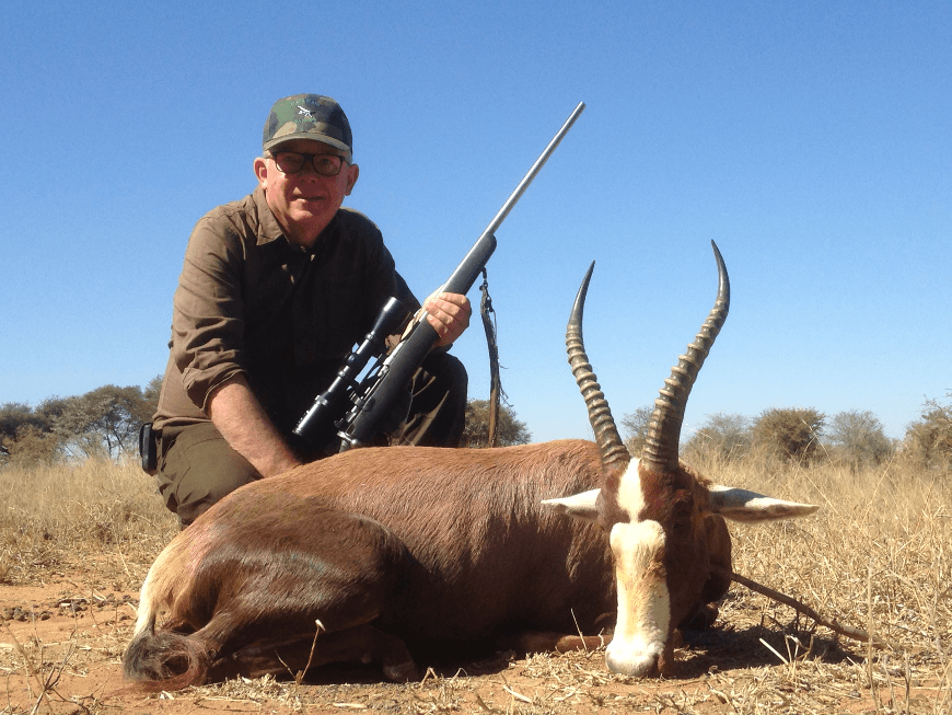 Hunter with trophy Blesbok during a South Africa plains game hunt with Mediate Expeditions