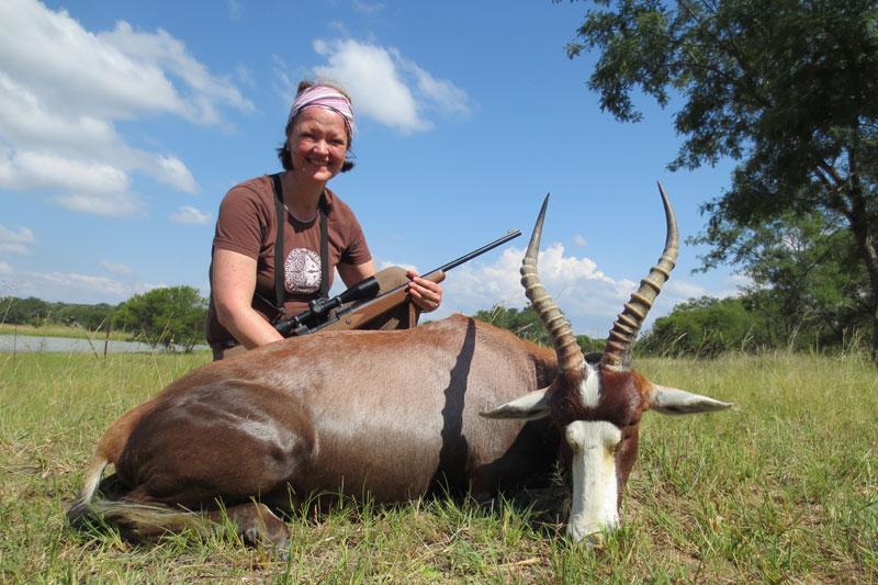 Hunter with trophy Blesbok during a South African plains game hunt with Mediate Expeditions.